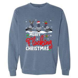 Merry Flocking Christmas Reindeer Santa Elf Pigeon Xmas Gift Garment-Dyed Sweatshirt