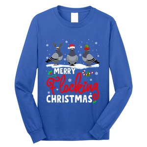 Merry Flocking Christmas Reindeer Santa Elf Pigeon Xmas Gift Long Sleeve Shirt