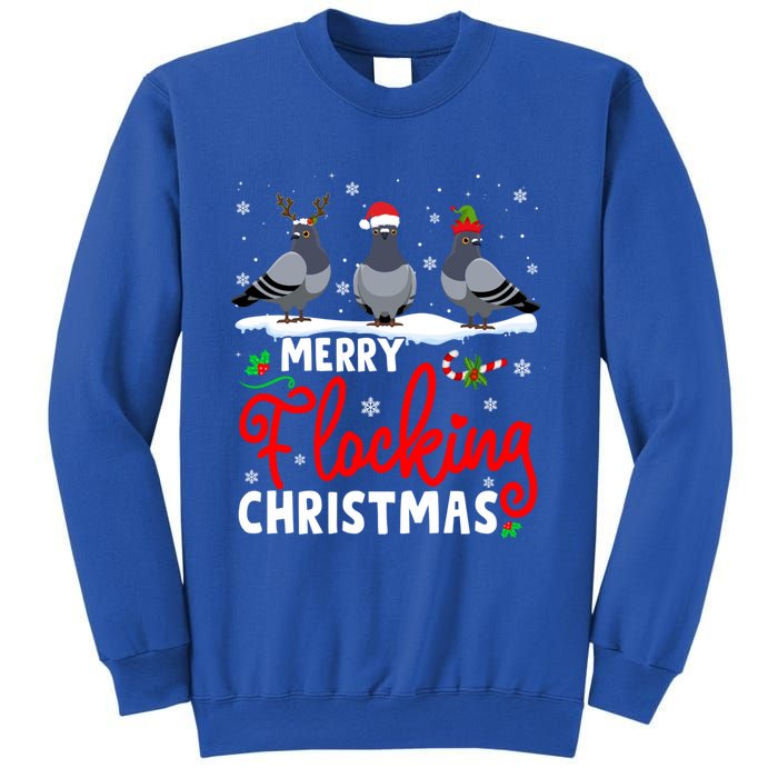 Merry Flocking Christmas Reindeer Santa Elf Pigeon Xmas Gift Sweatshirt