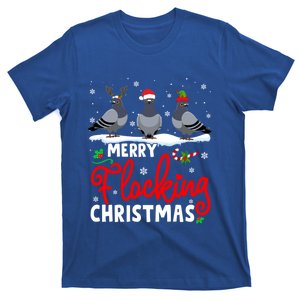 Merry Flocking Christmas Reindeer Santa Elf Pigeon Xmas Gift T-Shirt