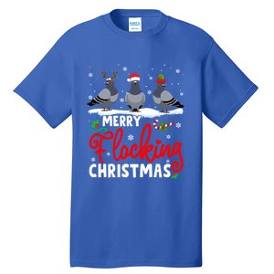 Merry Flocking Christmas Reindeer Santa Elf Pigeon Xmas Gift Tall T-Shirt