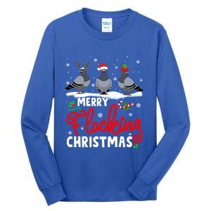 Merry Flocking Christmas Reindeer Santa Elf Pigeon Xmas Gift Tall Long Sleeve T-Shirt