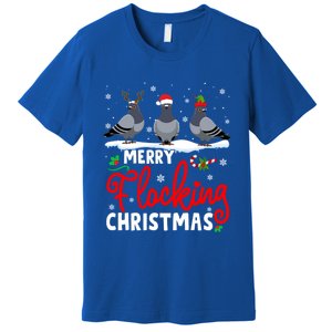 Merry Flocking Christmas Reindeer Santa Elf Pigeon Xmas Gift Premium T-Shirt