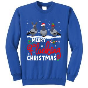 Merry Flocking Christmas Reindeer Santa Elf Pigeon Xmas Gift Tall Sweatshirt