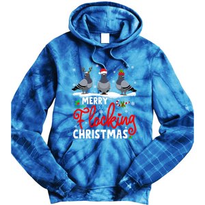 Merry Flocking Christmas Reindeer Santa Elf Pigeon Xmas Gift Tie Dye Hoodie