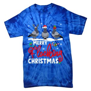 Merry Flocking Christmas Reindeer Santa Elf Pigeon Xmas Gift Tie-Dye T-Shirt