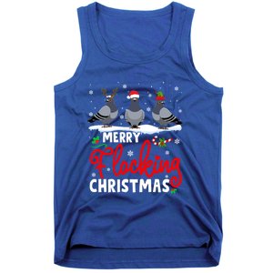 Merry Flocking Christmas Reindeer Santa Elf Pigeon Xmas Gift Tank Top