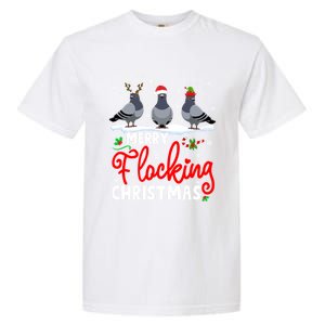 Merry Flocking Christmas Reindeer Santa Elf Pigeon Xmas Gift Garment-Dyed Heavyweight T-Shirt