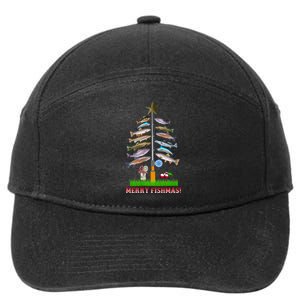 Merry Fishmas Christmas Tree 7-Panel Snapback Hat