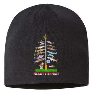 Merry Fishmas Christmas Tree Sustainable Beanie