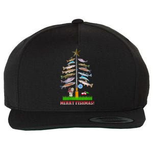 Merry Fishmas Christmas Tree Wool Snapback Cap