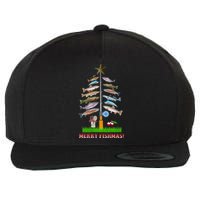 Merry Fishmas Christmas Tree Wool Snapback Cap