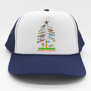 Merry Fishmas Christmas Tree Trucker Hat