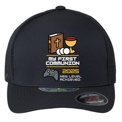 My First Communion 2025 New Level Achieved Flexfit Unipanel Trucker Cap