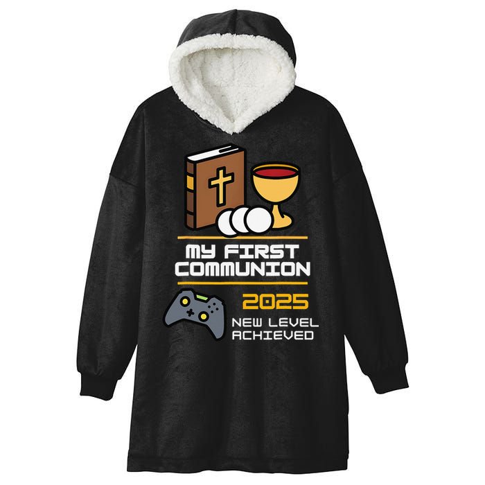 My First Communion 2025 New Level Achieved Hooded Wearable Blanket