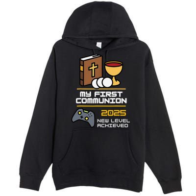 My First Communion 2025 New Level Achieved Premium Pullover Hoodie