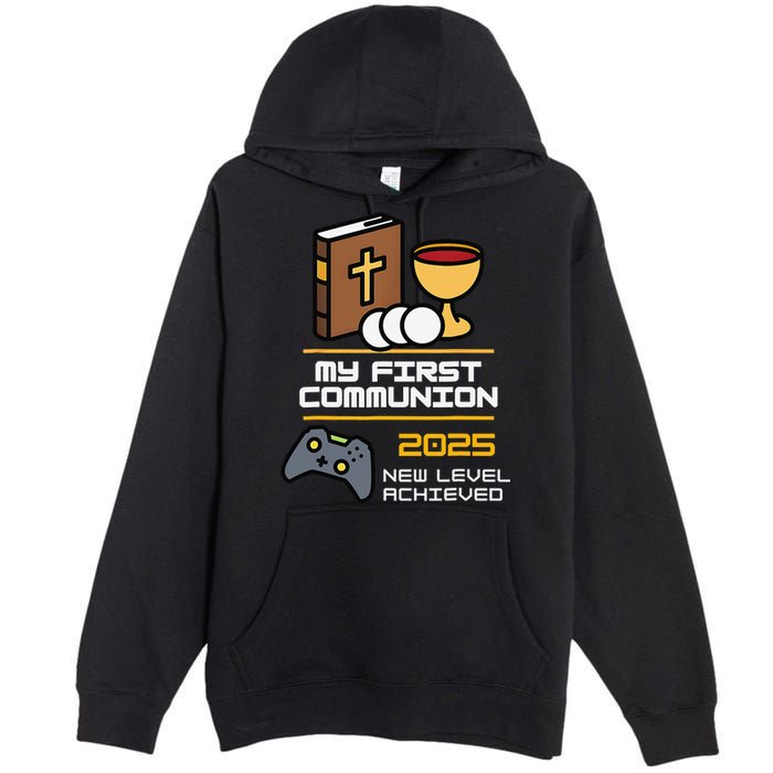 My First Communion 2025 New Level Achieved Premium Pullover Hoodie
