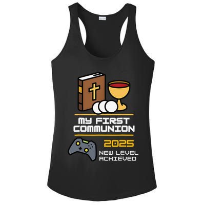 My First Communion 2025 New Level Achieved Ladies PosiCharge Competitor Racerback Tank