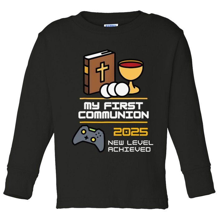 My First Communion 2025 New Level Achieved Toddler Long Sleeve Shirt
