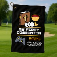 My First Communion 2025 New Level Achieved Golf Towel