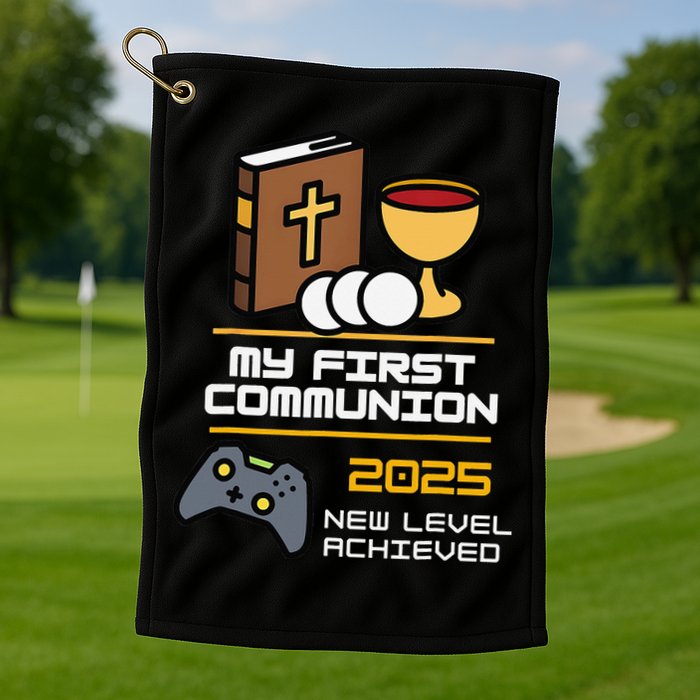 My First Communion 2025 New Level Achieved Golf Towel