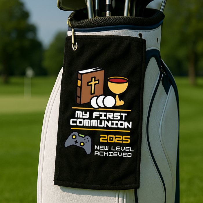 My First Communion 2025 New Level Achieved Golf Towel