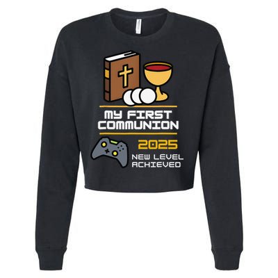 My First Communion 2025 New Level Achieved Cropped Pullover Crew