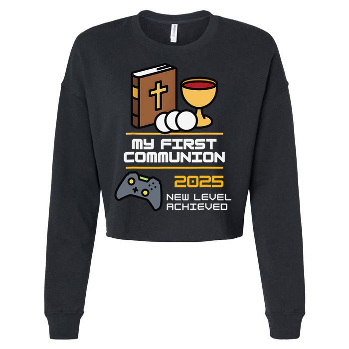 My First Communion 2025 New Level Achieved Cropped Pullover Crew