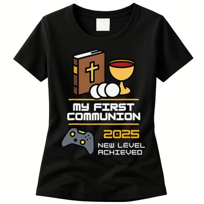 My First Communion 2025 New Level Achieved Womens T-Shirt