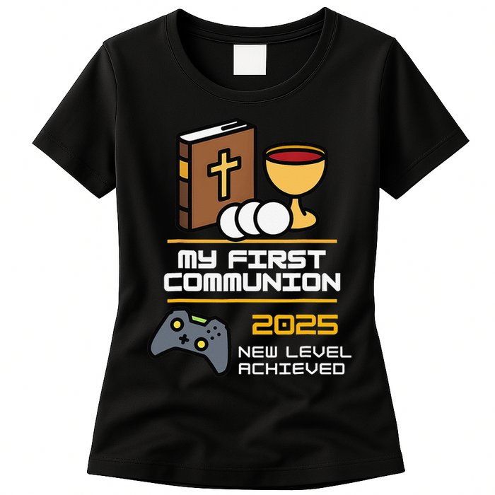 My First Communion 2025 New Level Achieved Womens T-Shirt