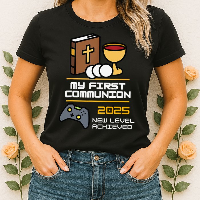 My First Communion 2025 New Level Achieved Womens T-Shirt