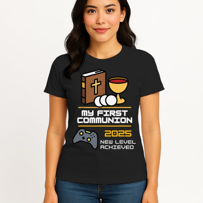 My First Communion 2025 New Level Achieved Womens T-Shirt