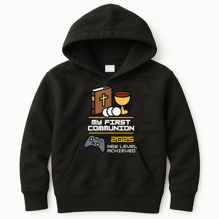My First Communion 2025 New Level Achieved Kids Hoodie