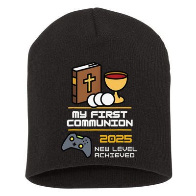 My First Communion 2025 New Level Achieved Short Acrylic Beanie