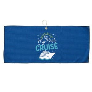 My First Cruise Women And Funny Cruise Trip Large Microfiber Waffle Golf Towel