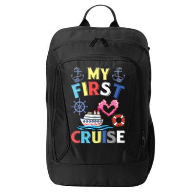 My First Cruise, Wo, Girl and Boy Funny Cruise Trip City Backpack