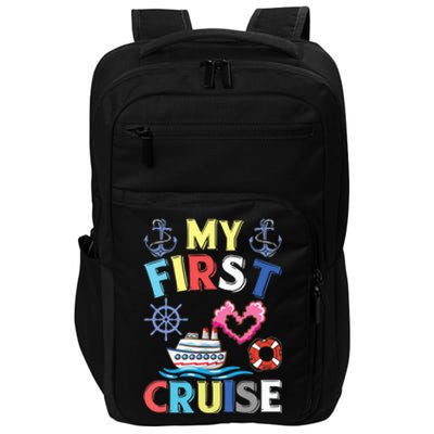 My First Cruise, Wo, Girl and Boy Funny Cruise Trip Impact Tech Backpack