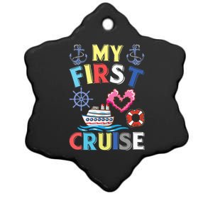 My First Cruise, Wo, Girl and Boy Funny Cruise Trip Ceramic Star Ornament