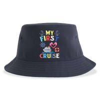 My First Cruise, Wo, Girl and Boy Funny Cruise Trip Sustainable Bucket Hat