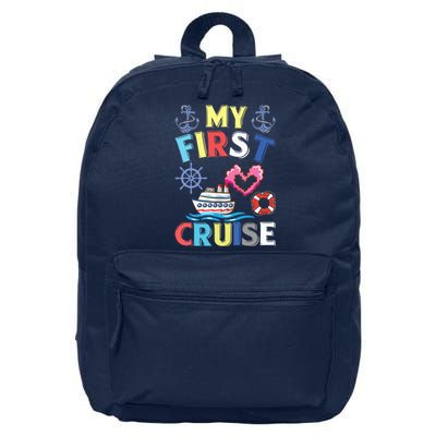 My First Cruise, Wo, Girl and Boy Funny Cruise Trip 16 in Basic Backpack