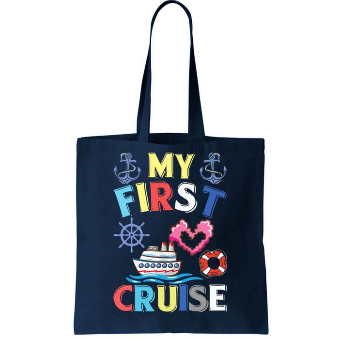 My First Cruise, Wo, Girl and Boy Funny Cruise Trip Tote Bag