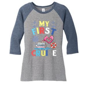 My First Cruise, Wo, Girl and Boy Funny Cruise Trip Women's Tri-Blend 3/4-Sleeve Raglan Shirt