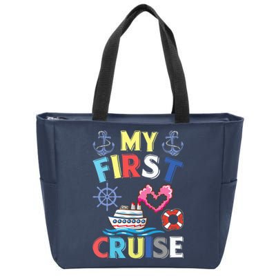 My First Cruise, Wo, Girl and Boy Funny Cruise Trip Zip Tote Bag