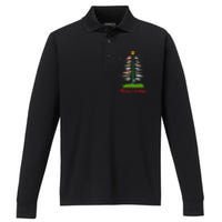 Merry Fishmas Christmas Tree Fish Fishing Performance Long Sleeve Polo