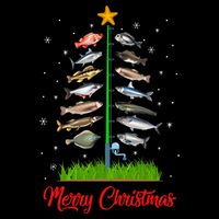 Merry Fishmas Christmas Tree Fish Fishing Cooling Performance Crew T-Shirt