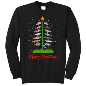 Merry Fishmas Christmas Tree Fish Fishing Sweatshirt