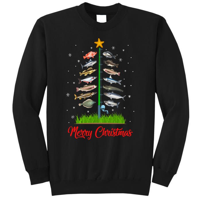 Merry Fishmas Christmas Tree Fish Fishing Sweatshirt