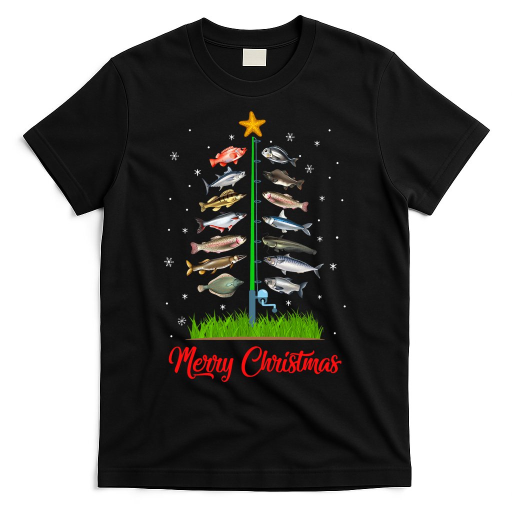 Merry Fishmas Christmas Tree Fish Fishing T-Shirt