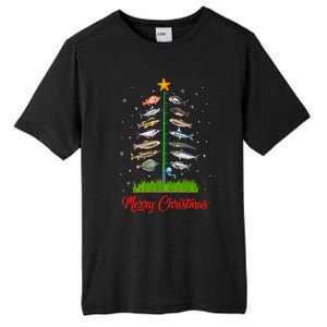 Merry Fishmas Christmas Tree Fish Fishing Tall Fusion ChromaSoft Performance T-Shirt