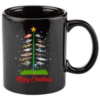 Merry Fishmas Christmas Tree Fish Fishing 11oz C Handle Ceramic Mug